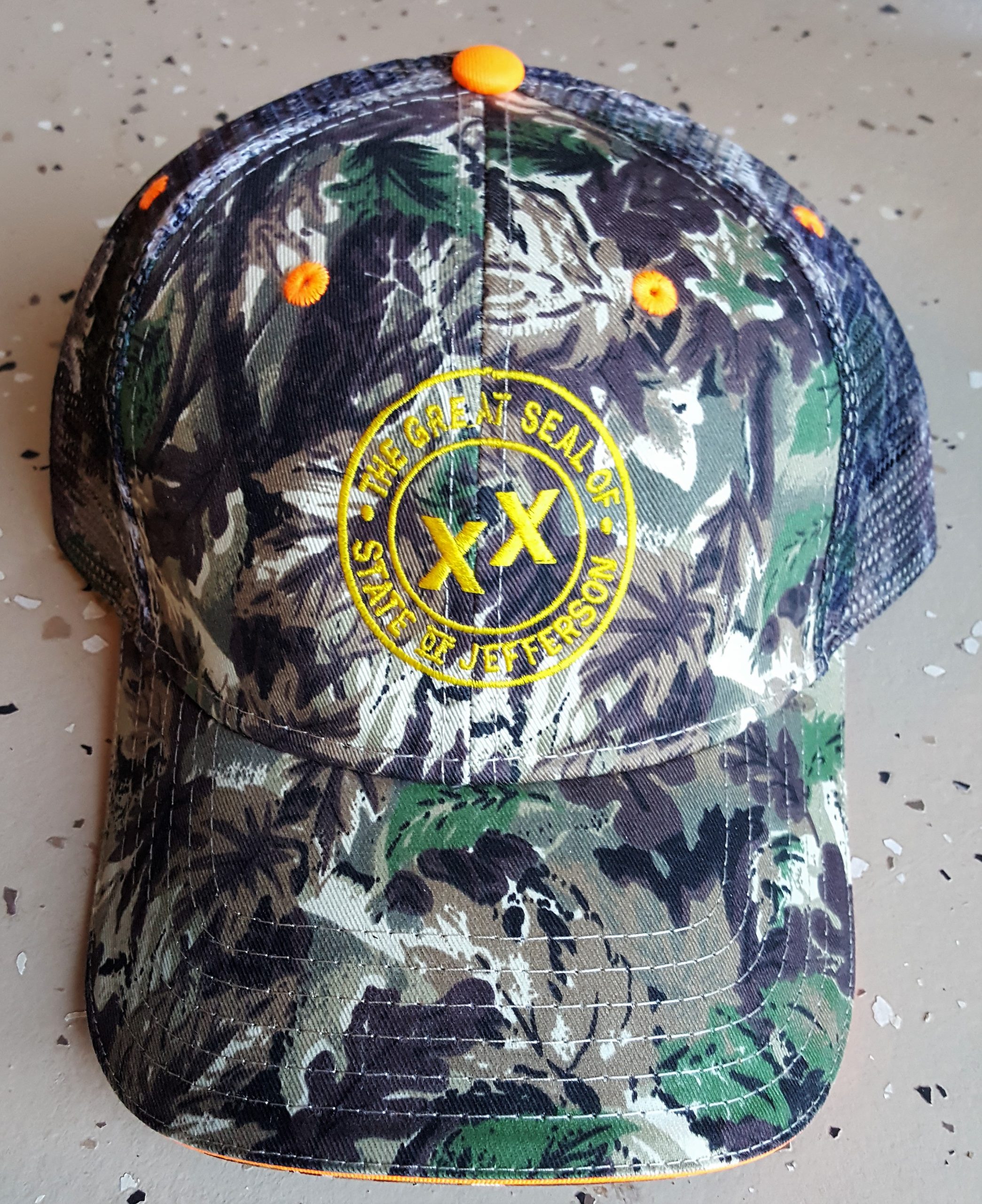 of Jefferson Seal on Mesh Back Hats 